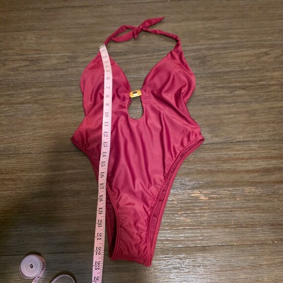 ViX Paula Hermanny Matte Liza One Piece NWT Burgundy Large - Picture 3 of 11